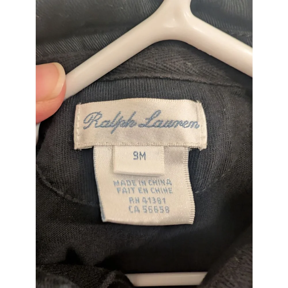 Baby Ralph Lauren Bodysuit 9 Months Black Red Pony Logo Romper